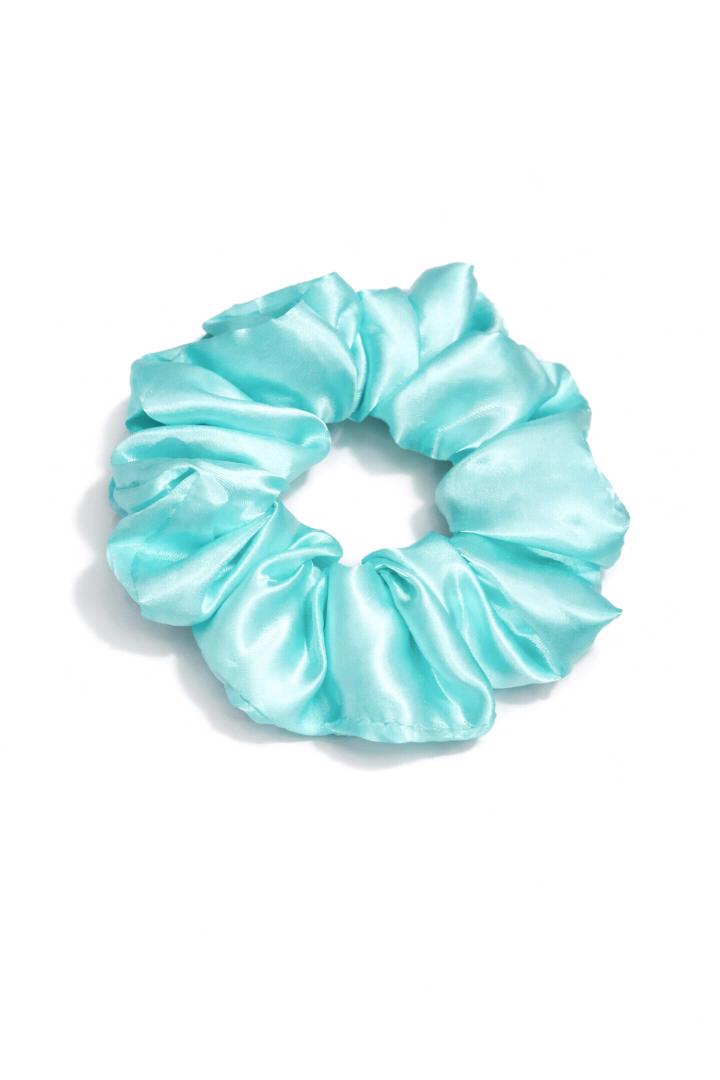 Aqua Silk Scrunchies Set Of 2