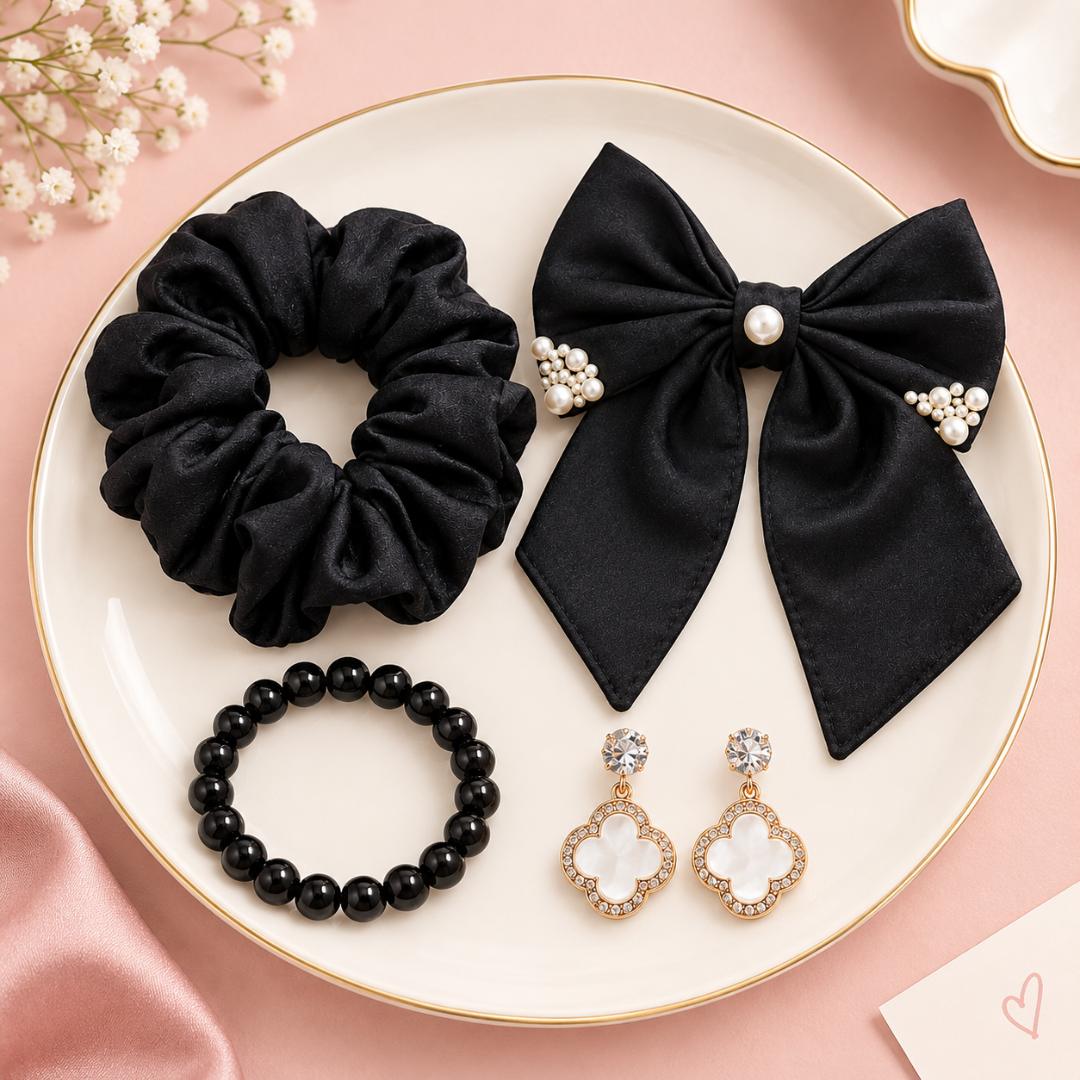 Black Pearl Elegance Accessories Set 🖤