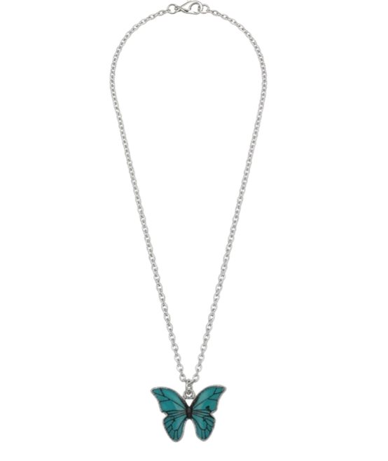 Blue Butterfly Pendant Necklace