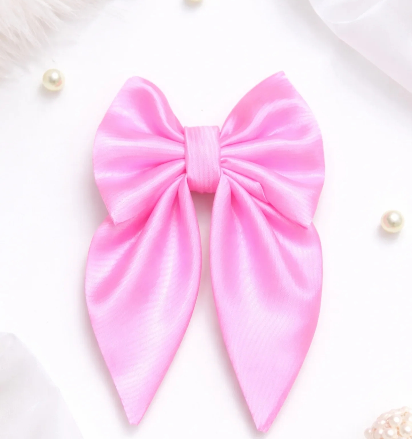 Blush Pink Satin Bow Hair Clip 🎀