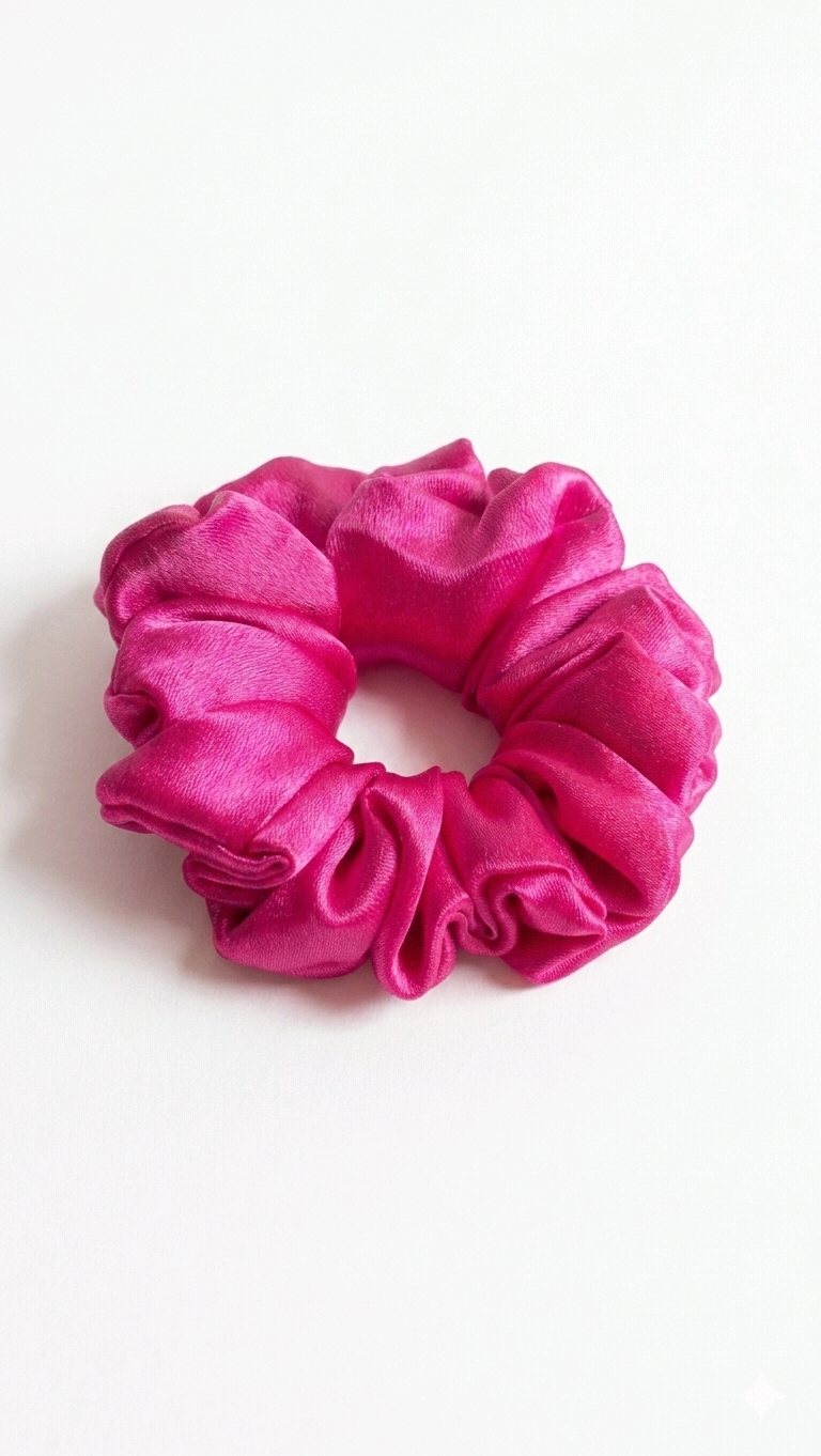 Candy Pink Satin Scrunchie
