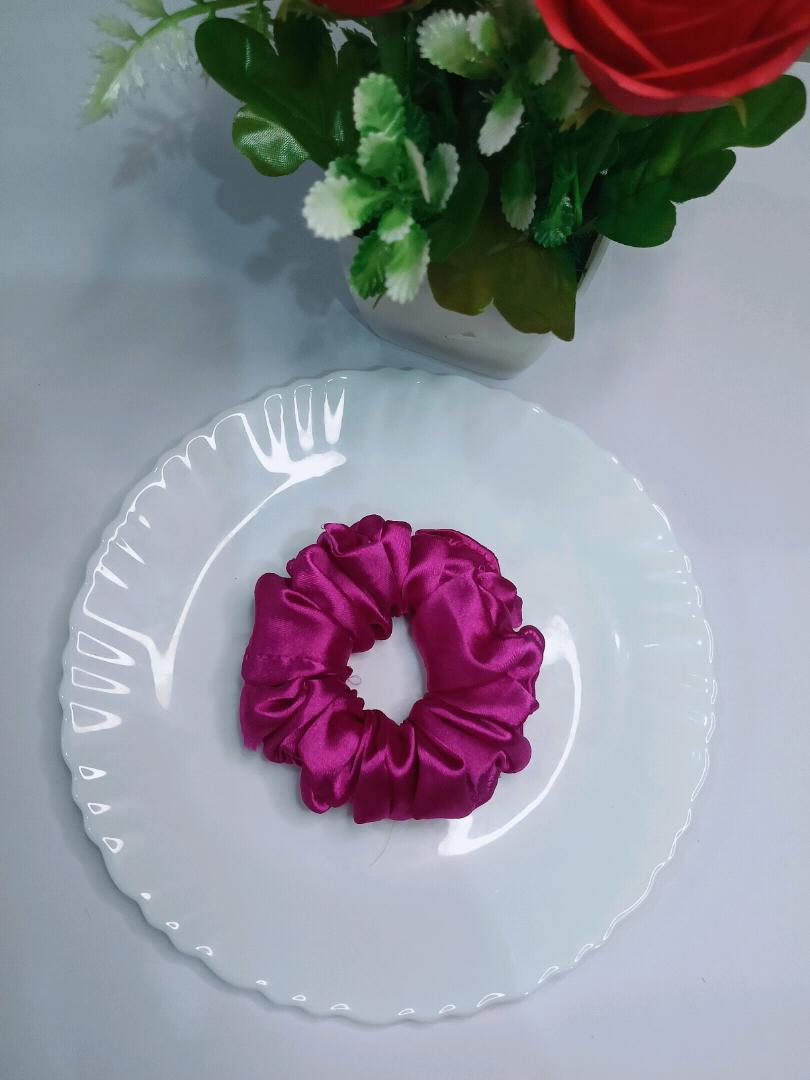 Candy Pink Satin Scrunchie