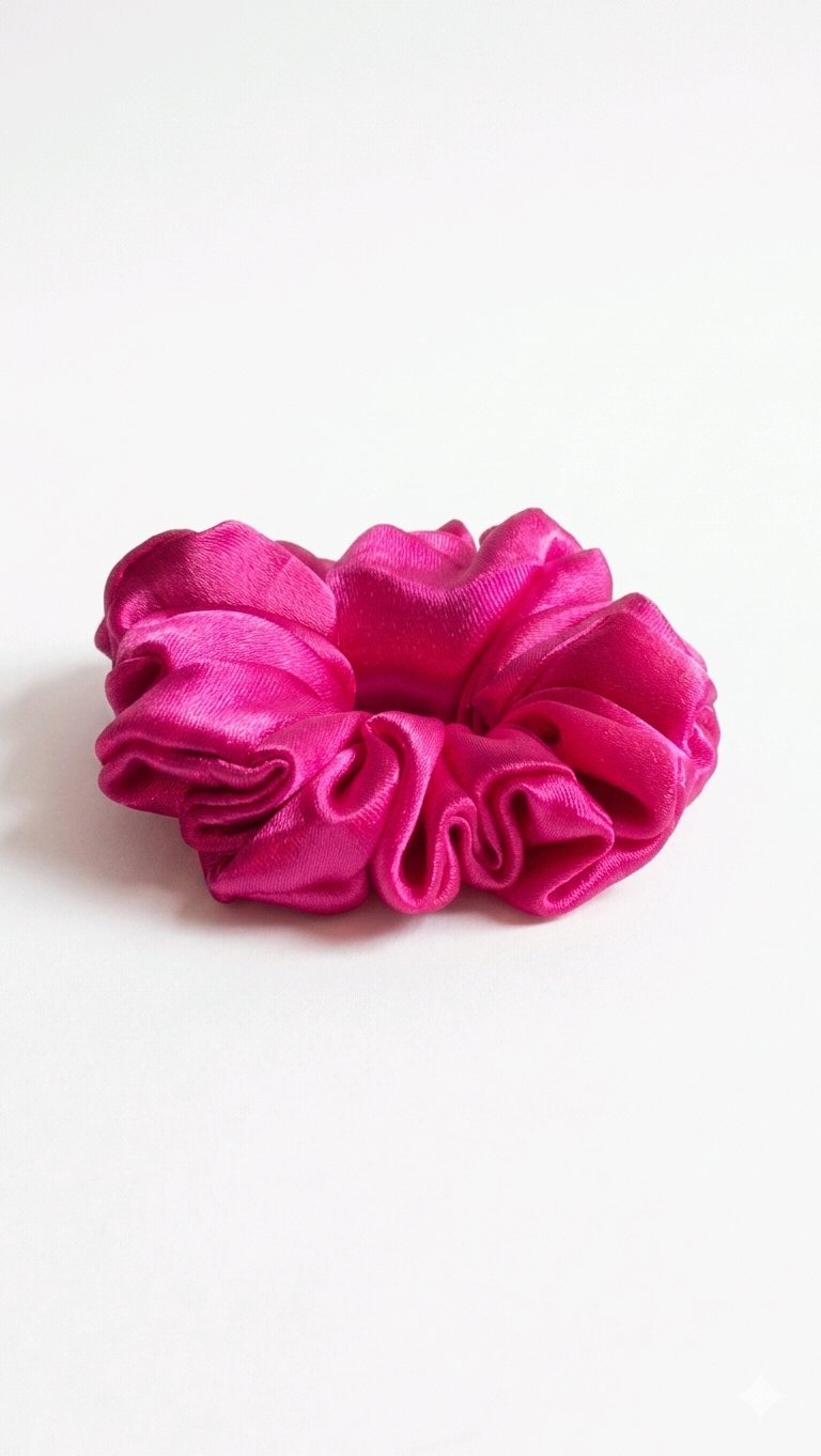Candy Pink Satin Scrunchie