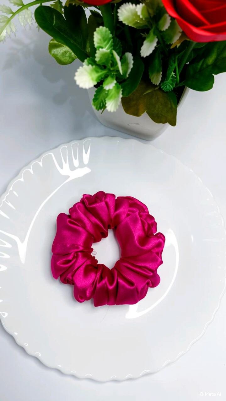 Candy Pink Satin Scrunchie