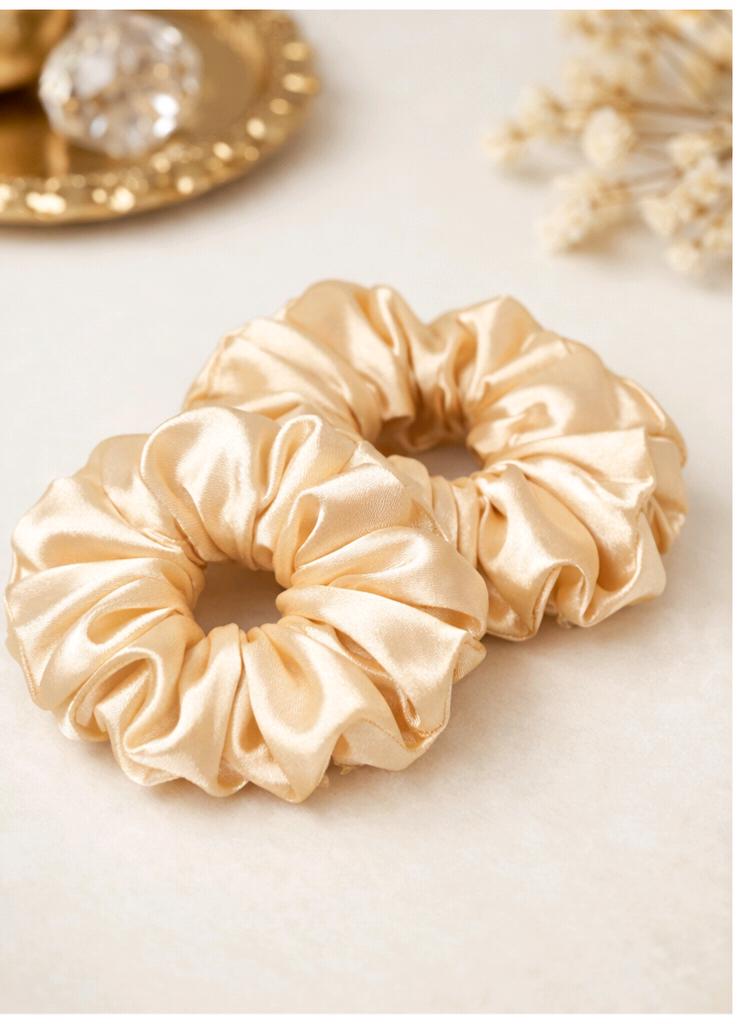 Champagne Luxe Scrunchie Set Of 2
