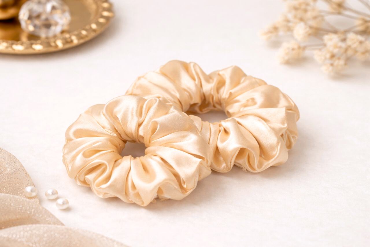Champagne Luxe Scrunchie Set Of 2