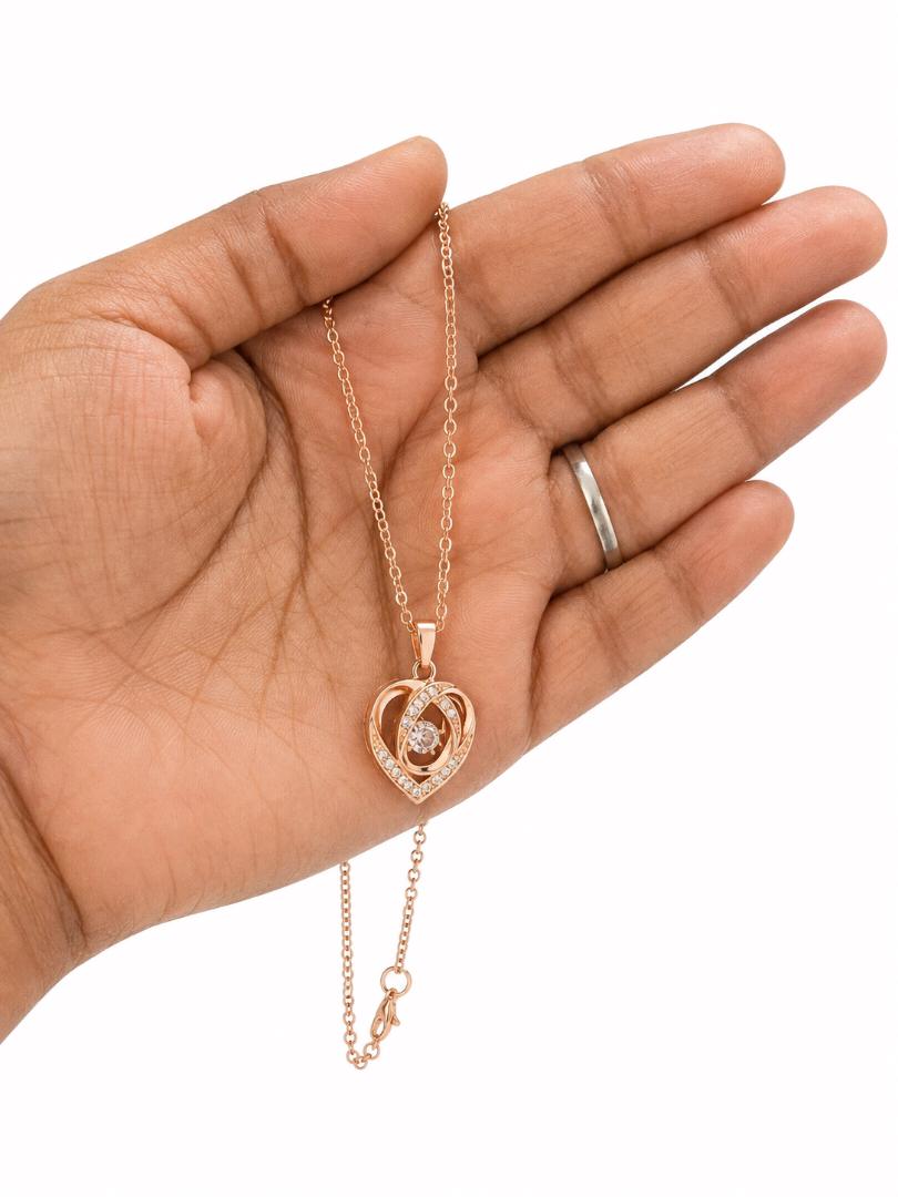 Elegant Rose Gold Heart Crystal Pendant Necklace