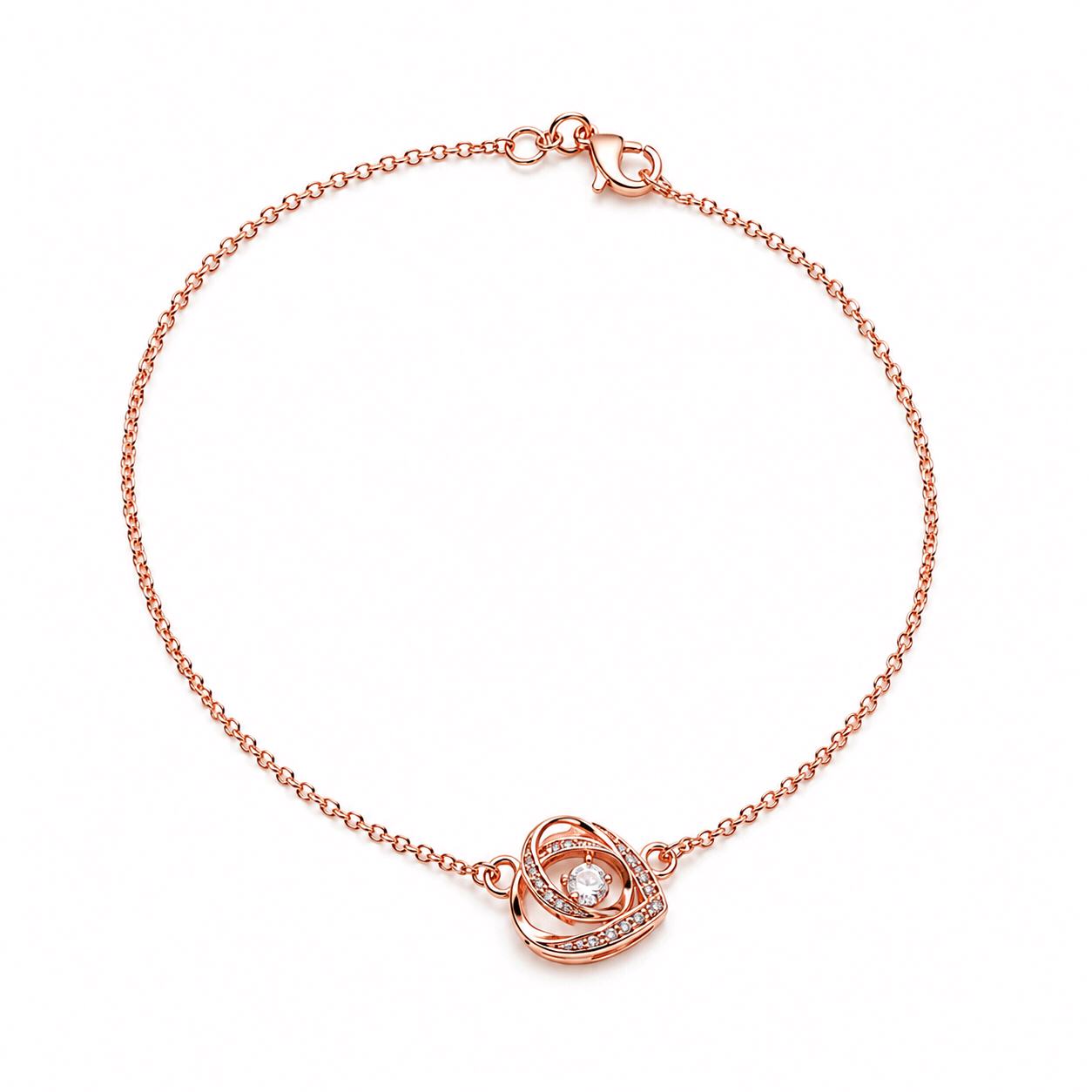 Elegant Rose Gold Heart Crystal Pendant Necklace