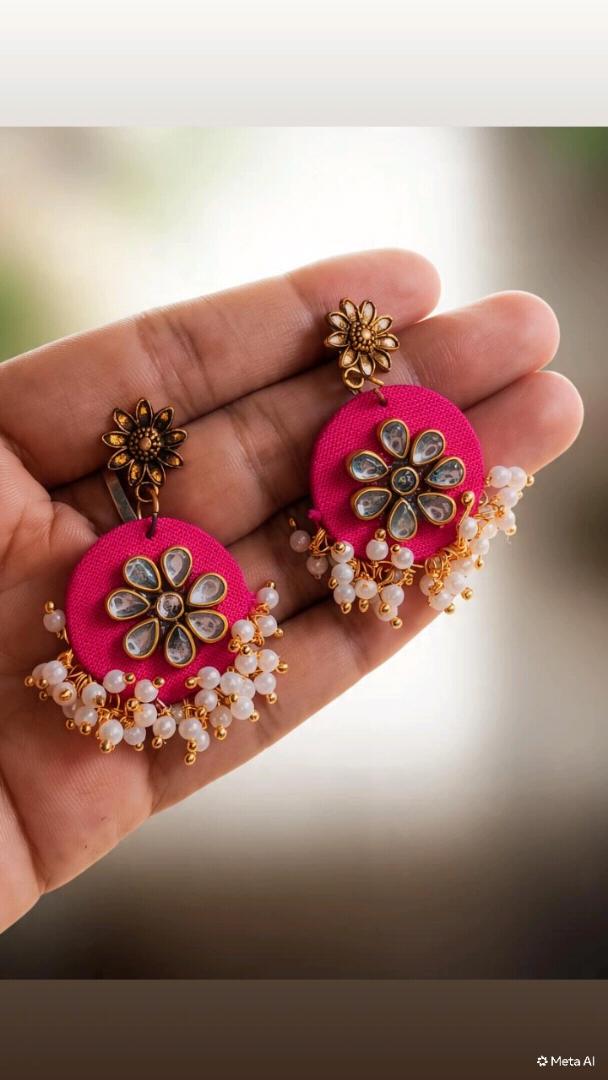 Gulabi Silk Kundan Drop Earrings