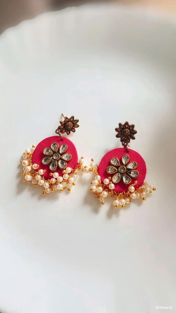 Gulabi Silk Kundan Drop Earrings
