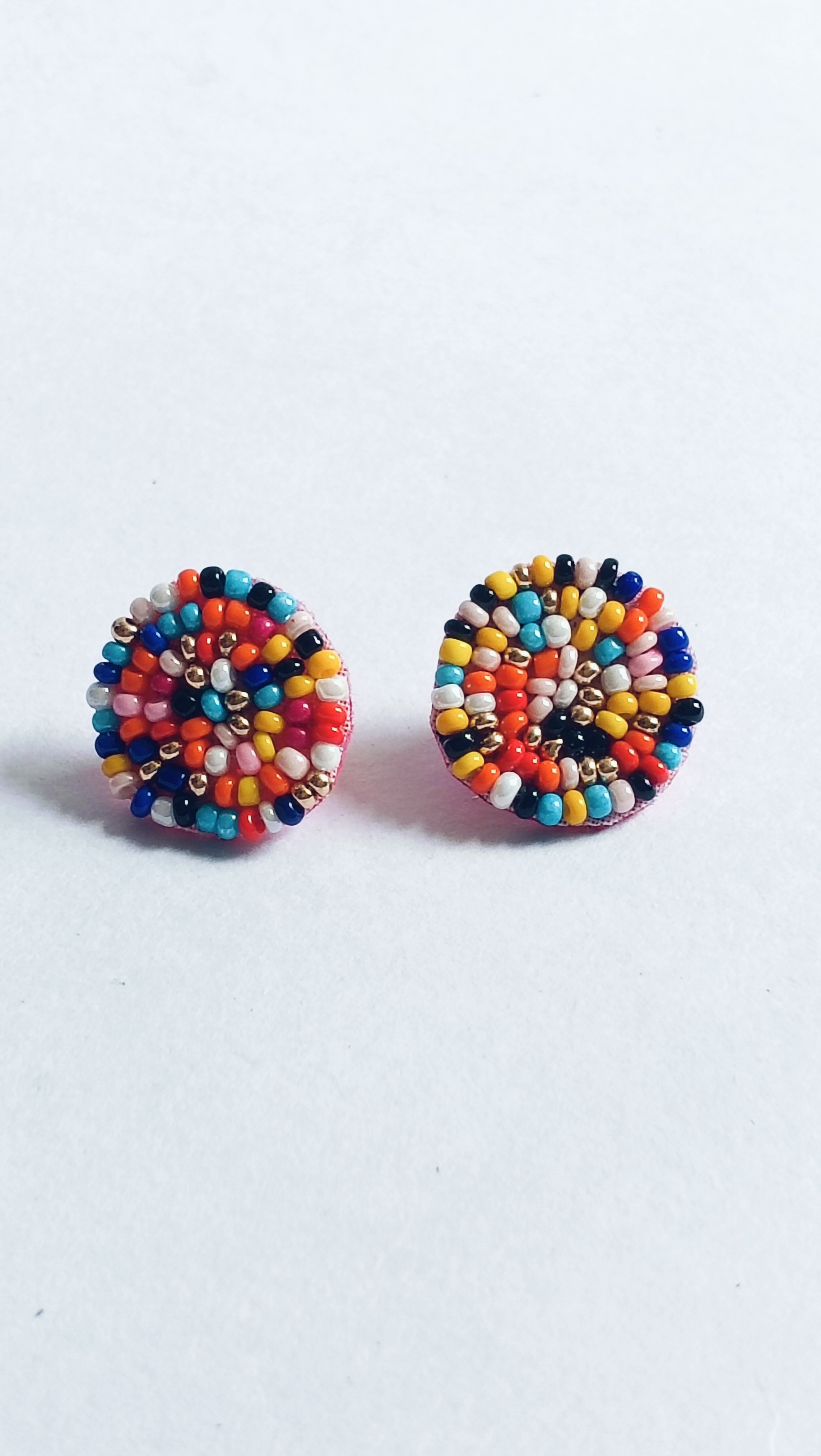 Handmade Multicolour Beaded Stud Earrings