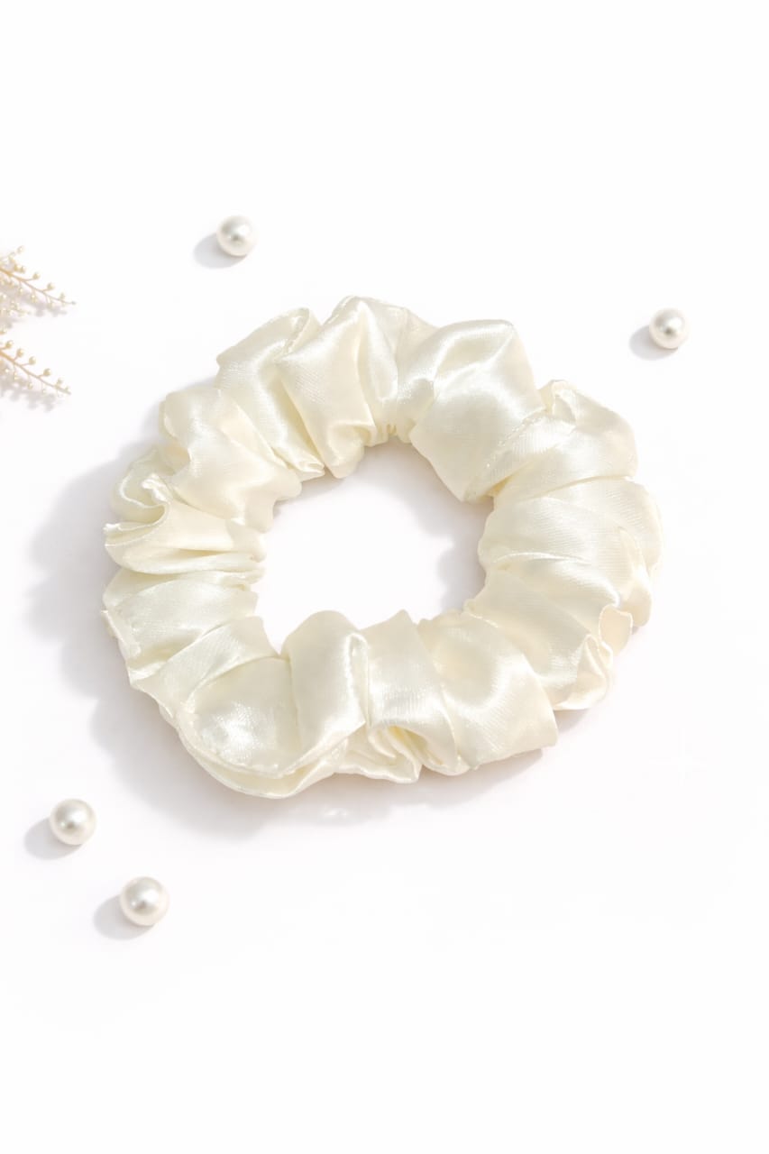 Ivory Silk Scrunchie