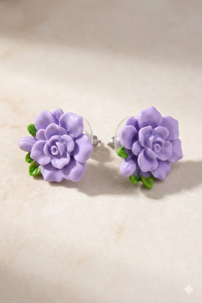Lavender Rose Garden Stud Earrings