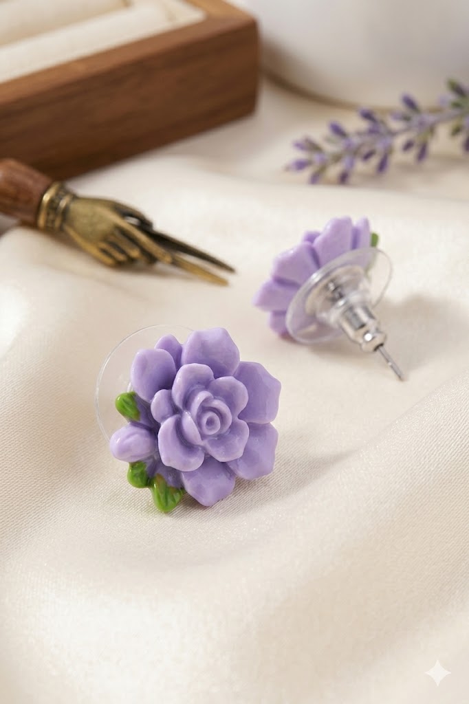 Lavender Rose Garden Stud Earrings