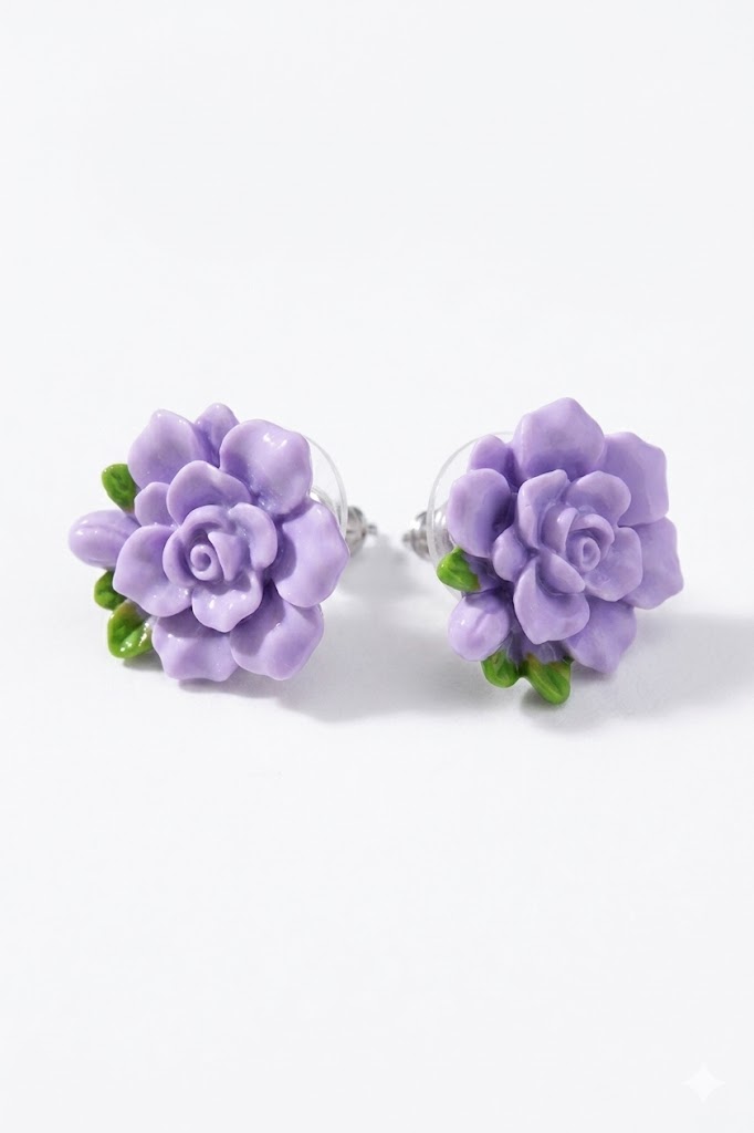 Lavender Rose Garden Stud Earrings