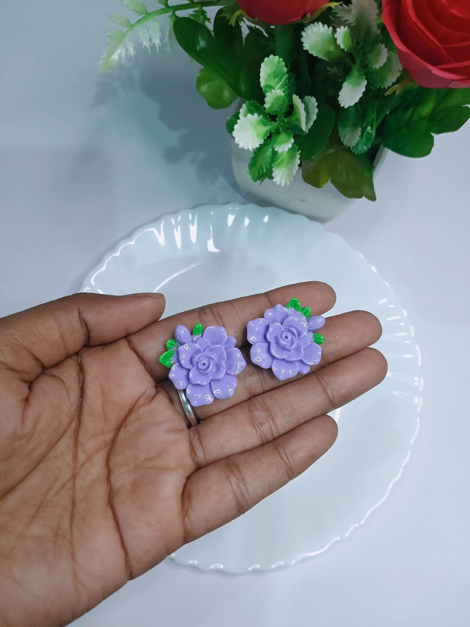 Lavender Rose Garden Stud Earrings