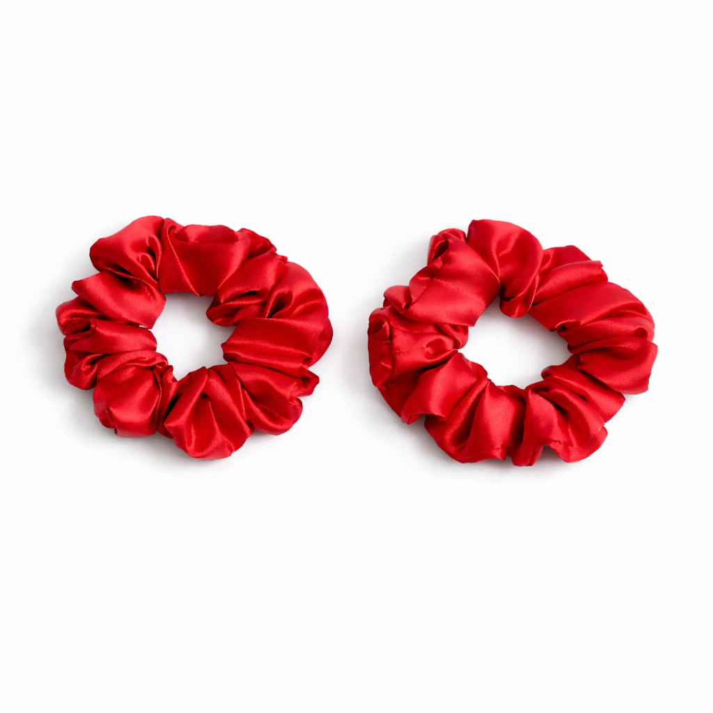 Luxury Red Satin Scrunchie Set of 2