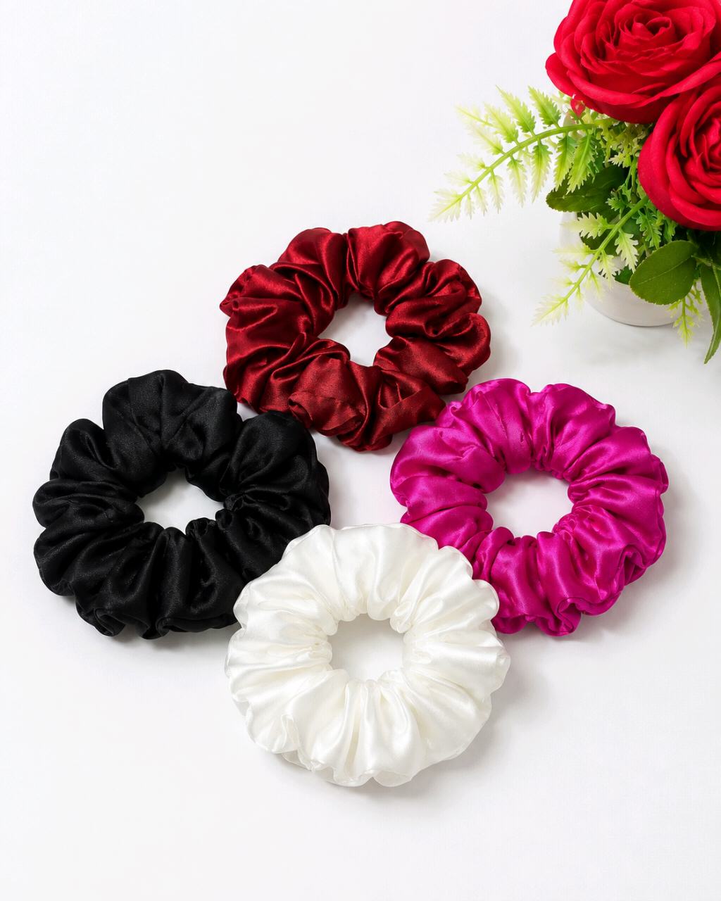 Luxury Satin Scrunchies Set of 4