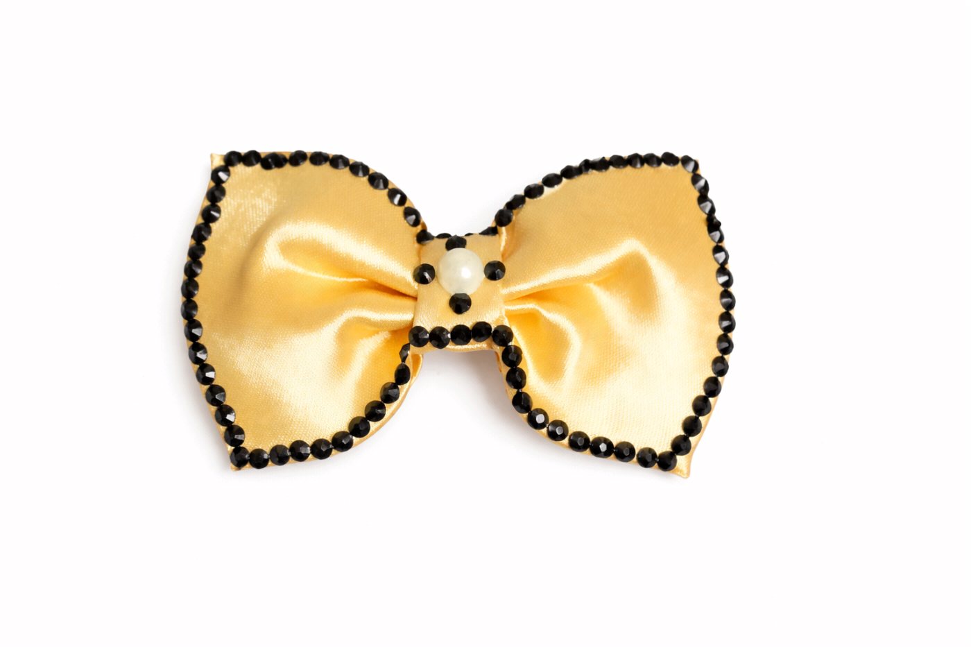Pearl Center Satin Bow Hair Clip