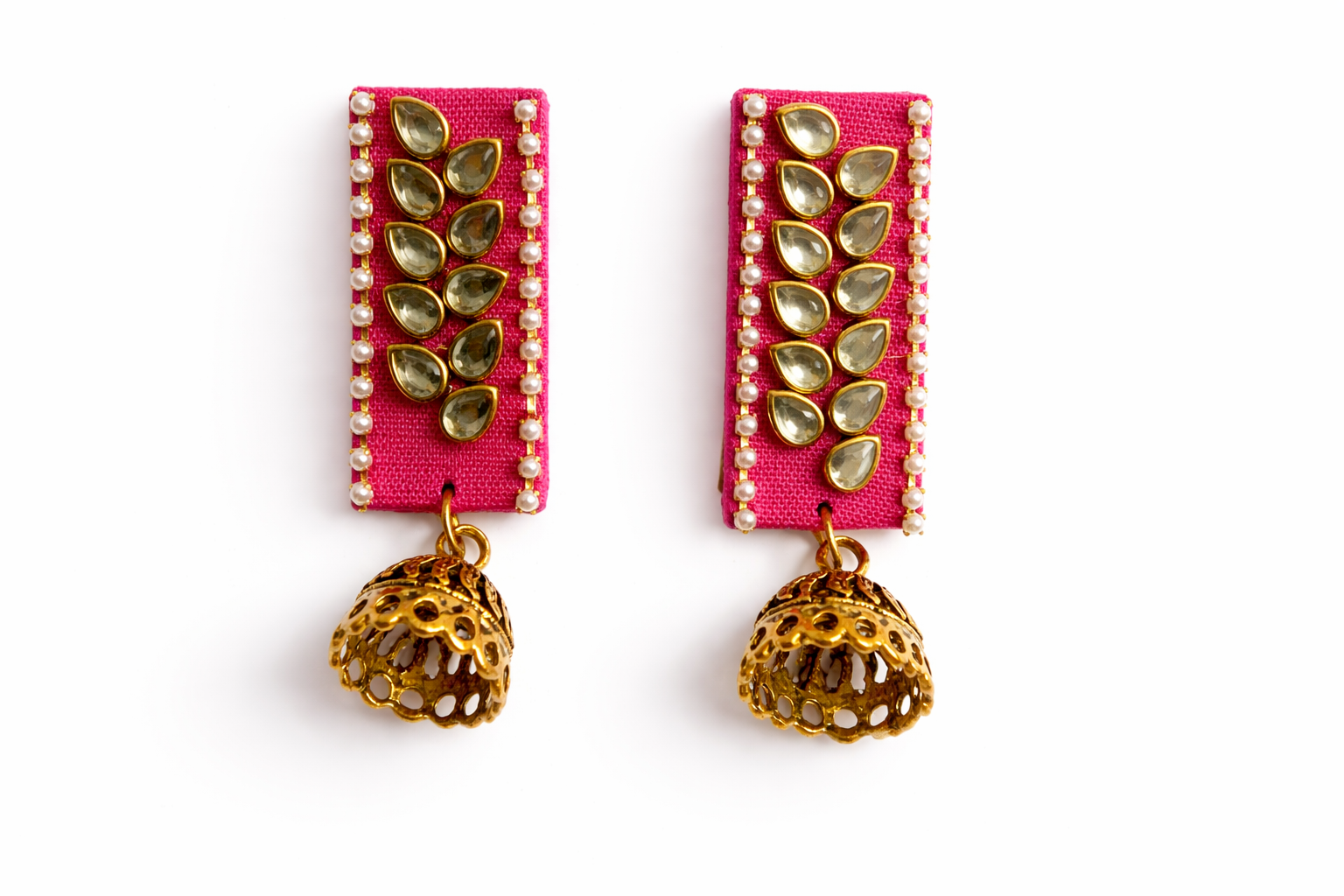 Rani Pink Kundan Jhumka Earrings