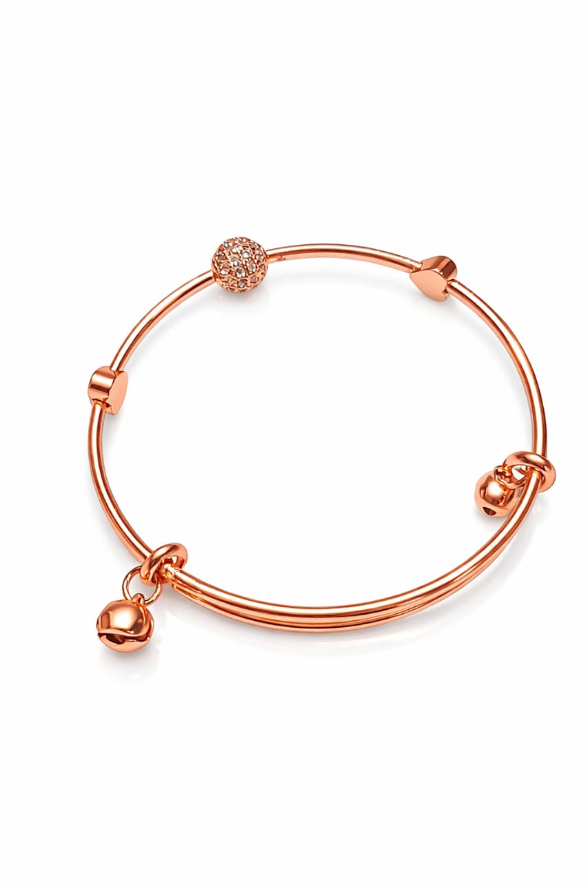 Rose Gold Charm Bangle Bracelet
