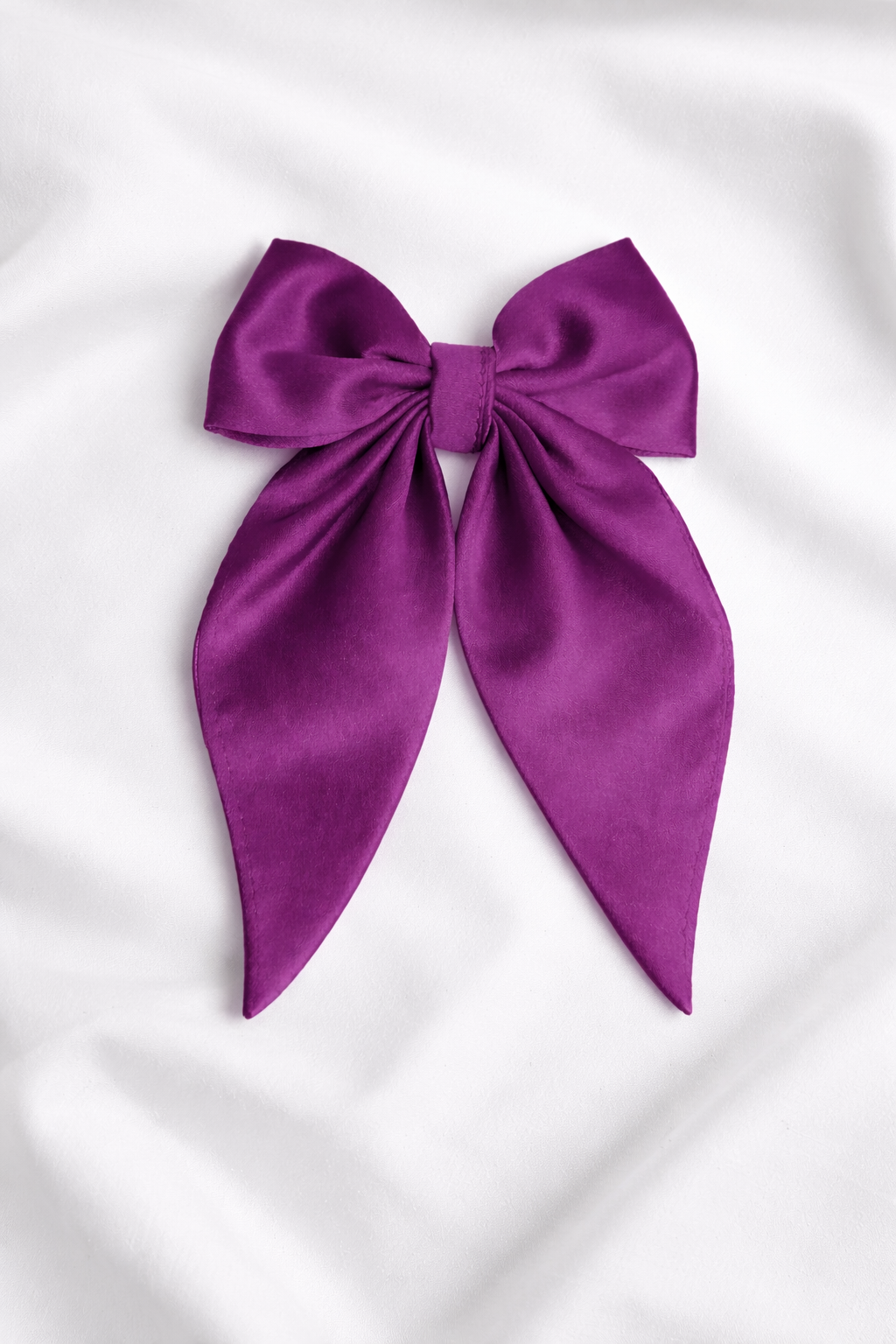 Royal Plum Satin Long Tail Hair Bow