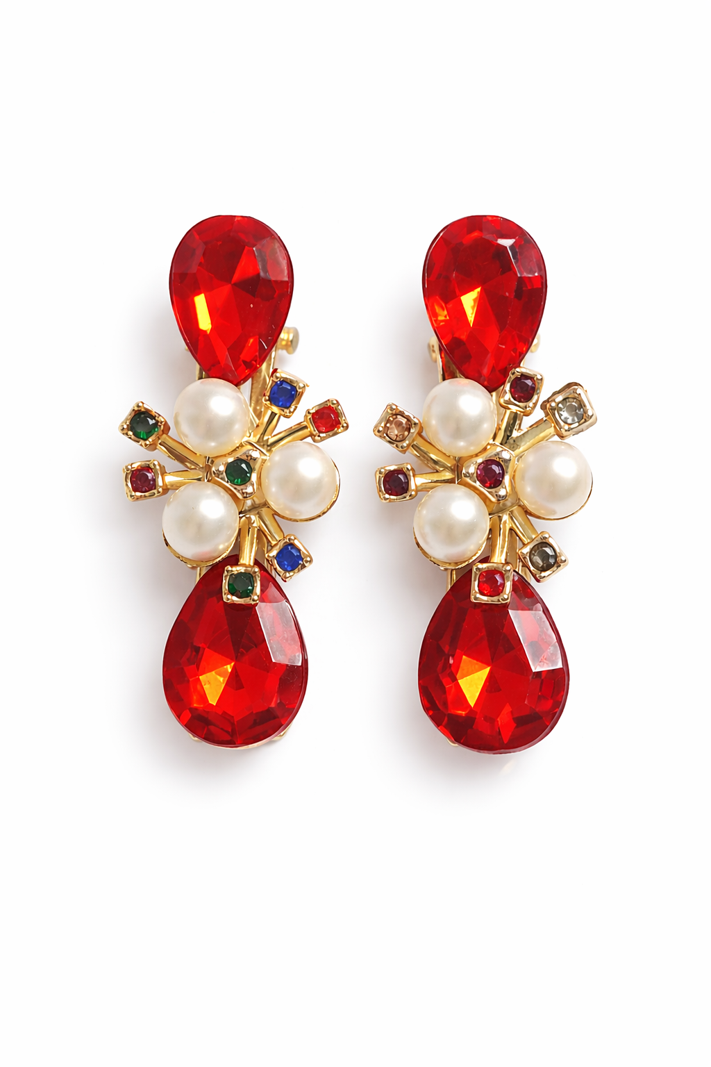 Royal Red Crystal Pearl Hair Clip
