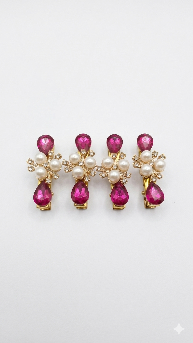Royal Ruby Pearl Hair Clip (Set of 2)